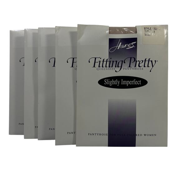 Hanes Fitting Pretty 5 Pair Queensize Size 5X Ivory Pantyhose 751BM Sheer Sandal - Picture 1 of 8